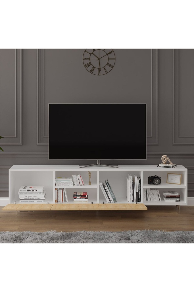 Tv Ünitesi Safir Meşe & Beyaz T-19  - Görsel 2