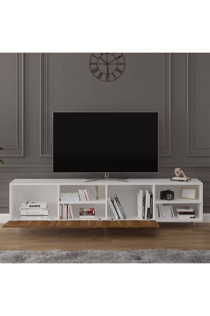 Tv Ünitesi Beyaz & Ceviz T-25  - Görsel 2