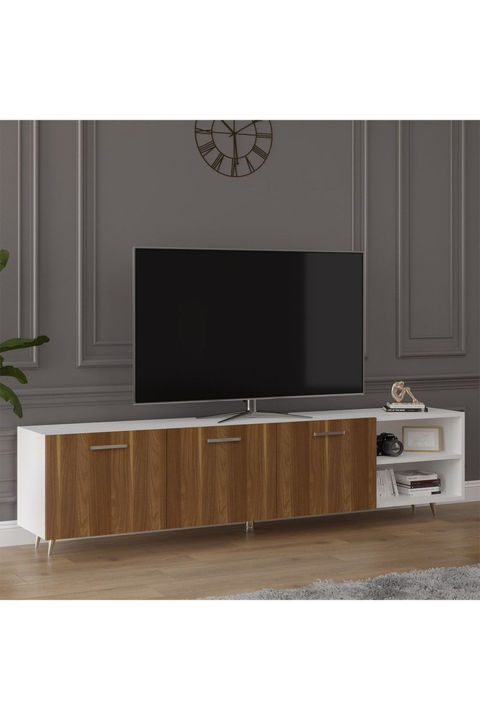 Tv Ünitesi Beyaz & Ceviz T-25  - Görsel 3