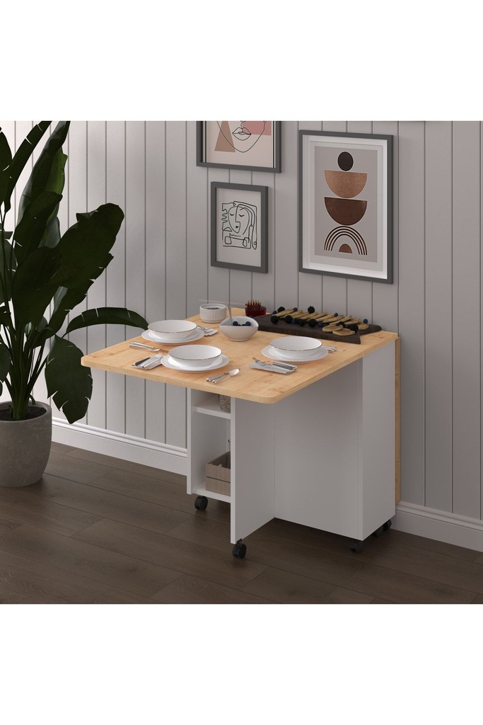 Safir Meşe Katlanır Mutfak Masası %100 MDFLAM KM-13 - Görsel 2