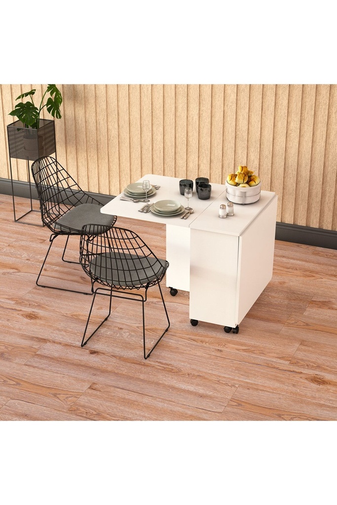 Katlanır Mutfak Masası Beyaz %100 MDFLAM KM-12 - Görsel 2