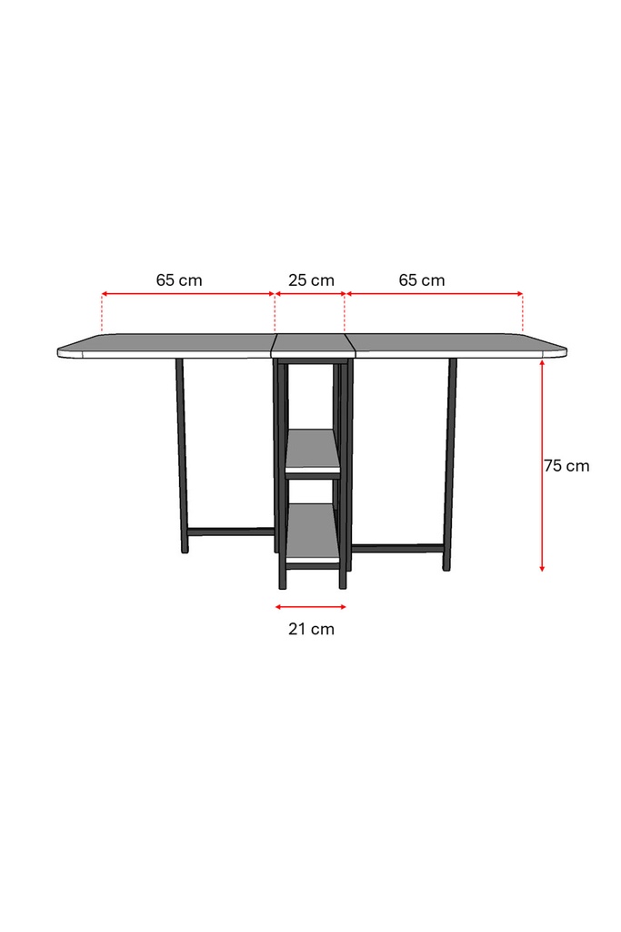 KM-31 ölçü şeması: açık kanatlar 65 cm, orta bölüm 25 cm, yükseklik 75 cm ve orta gövde genişliği 21 cm olarak gösteriliyor.