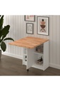 Masif Ahşap Tablalı Katlanır Masa - Çalışma Yemek Mutfak Masası KM-27 KAYIN - Görsel 2
