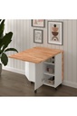 Masif Ahşap Tablalı Katlanır Masa - Çalışma/Yemek/Mutfak Masası KM-23 KAYIN - Görsel 3