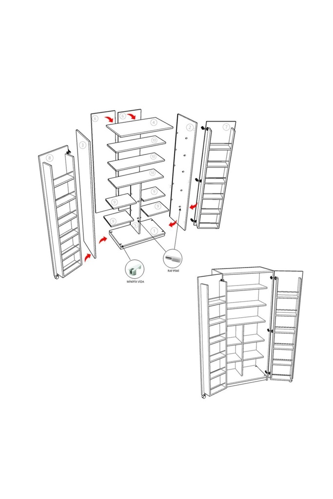 Retro Gri Mutfak Kiler Dolabı MK-07 - Görsel 7