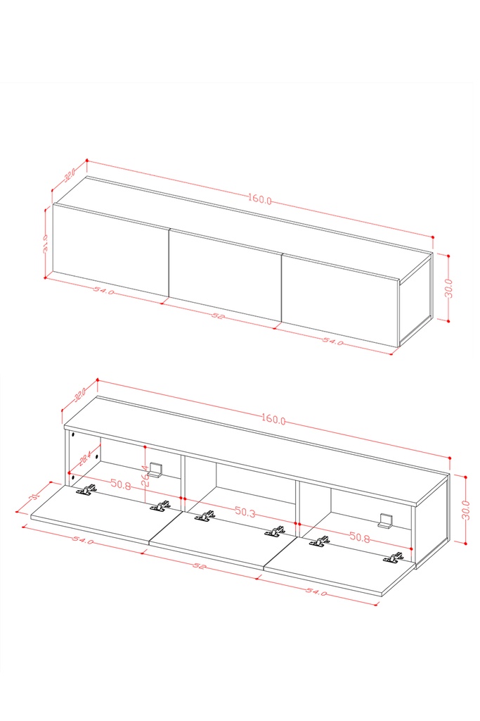 TV Ünitesi & Duvara Monte TV Sehpası %100 MDFLAM T-27 - Görsel 2