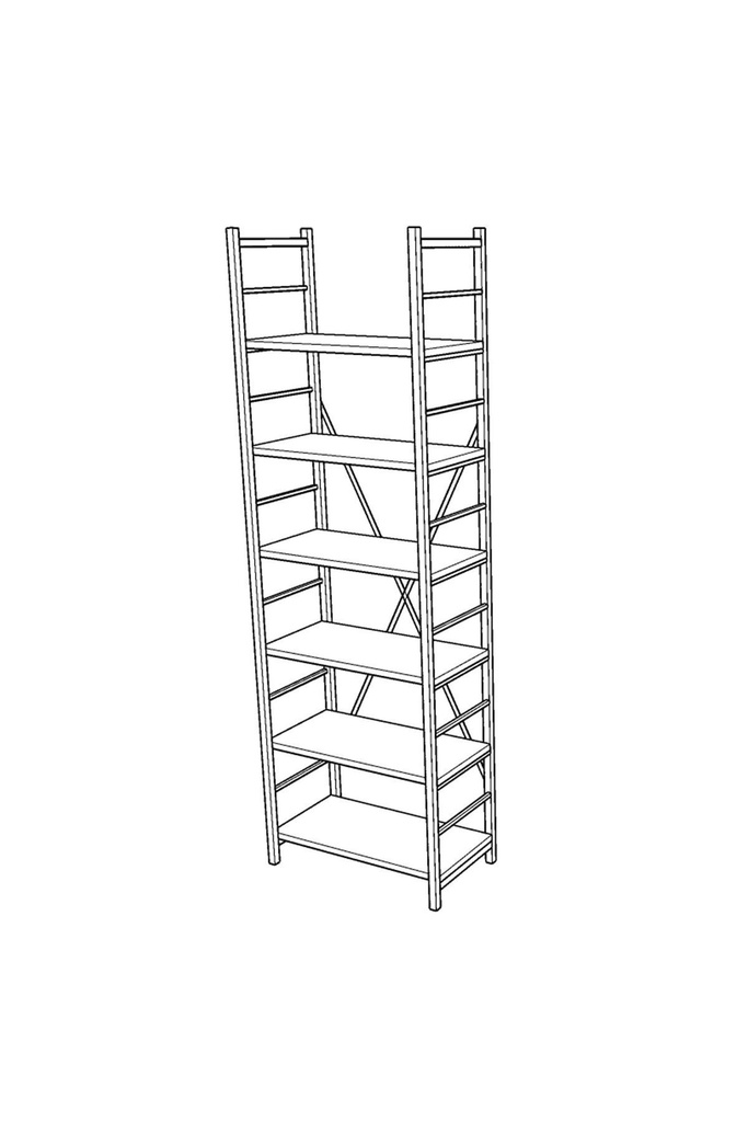 6 Raflı Metal Kitaplık Tek Modül METALK01 - Görsel 4
