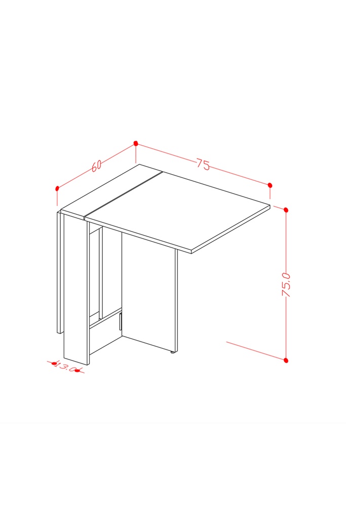Katlanır Mutfak/Yemek/Çalışma Masası %100 MDFLAM KM-32 - Görsel 2