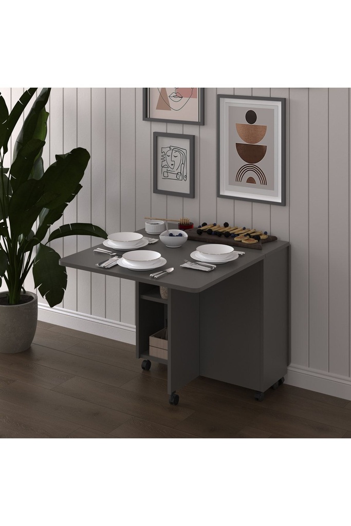 Katlanır Mutfak Masası Koyu Gri %100 MDFLAM KM-29 - Görsel 3