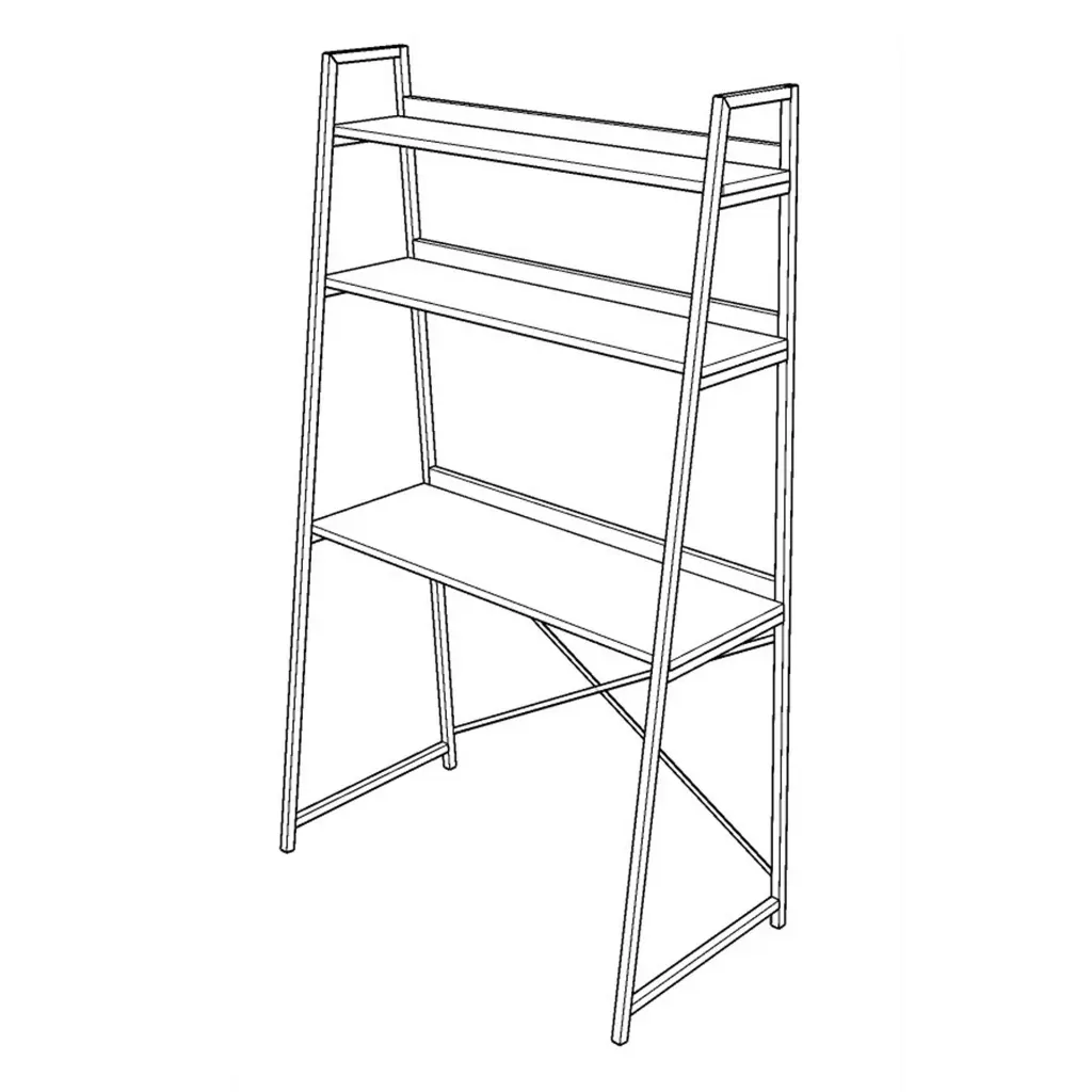 METALKÇM01 ölçü şeması: 90x50 cm tabla, iki raf ve X-çapraz bağlantılı metal iskeletin teknik çizimi.