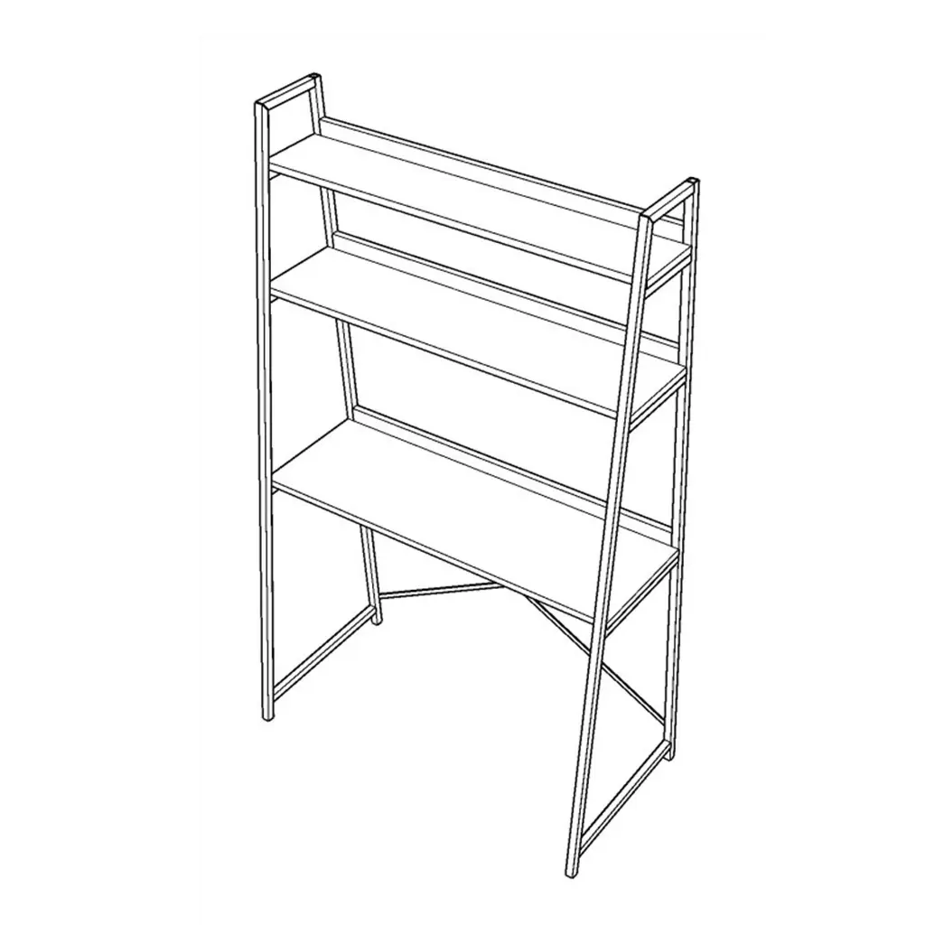Kitaplıklı Metal Çalışma Masası METALKÇM01 ölçü şeması: 90 cm genişlik, 50 cm derinlik, 170 cm yükseklik.