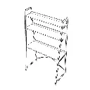 Kitaplıklı Metal Çalışma Masası METALKÇM01 ölçü şeması: 90 cm genişlik, 50 cm derinlik, 170 cm yükseklik.