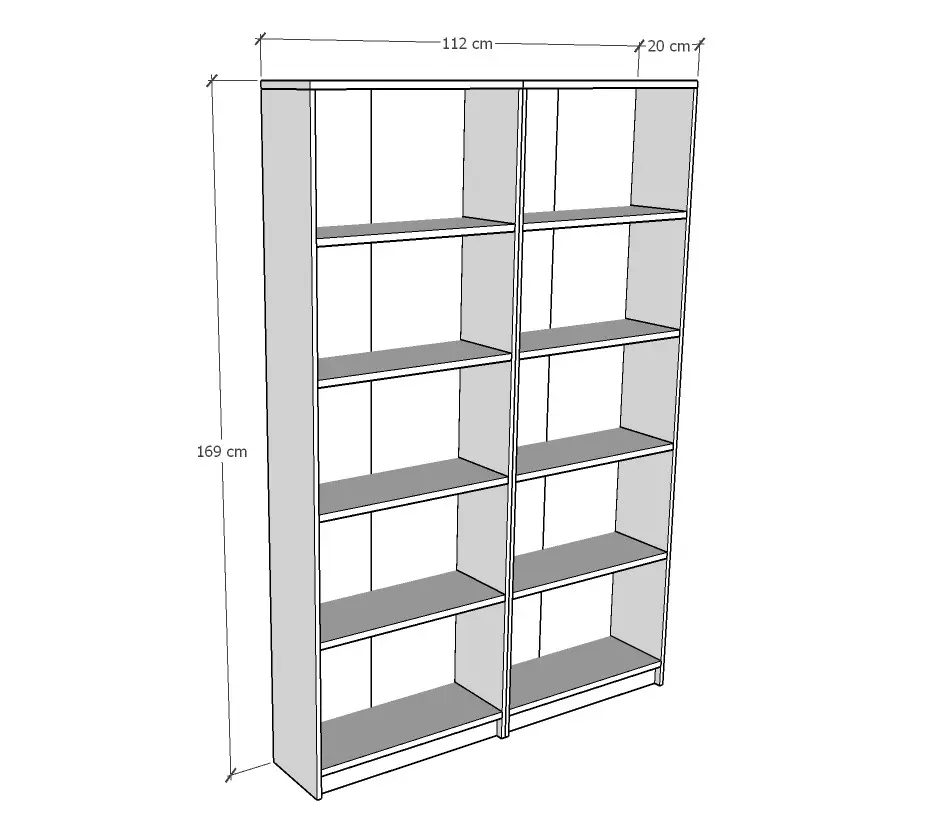 5 Raflı (5 BÖLMELİ) 2 Modüllü Kitaplık Çalışma Odası Ofis Modern Dekoratif Kitaplık - Görsel 3