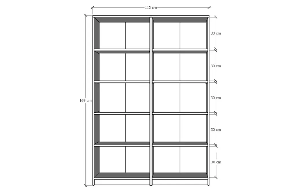 5 Raflı (5 BÖLMELİ) 2 Modüllü Kitaplık Çalışma Odası Ofis Modern Dekoratif Kitaplık - Görsel 2