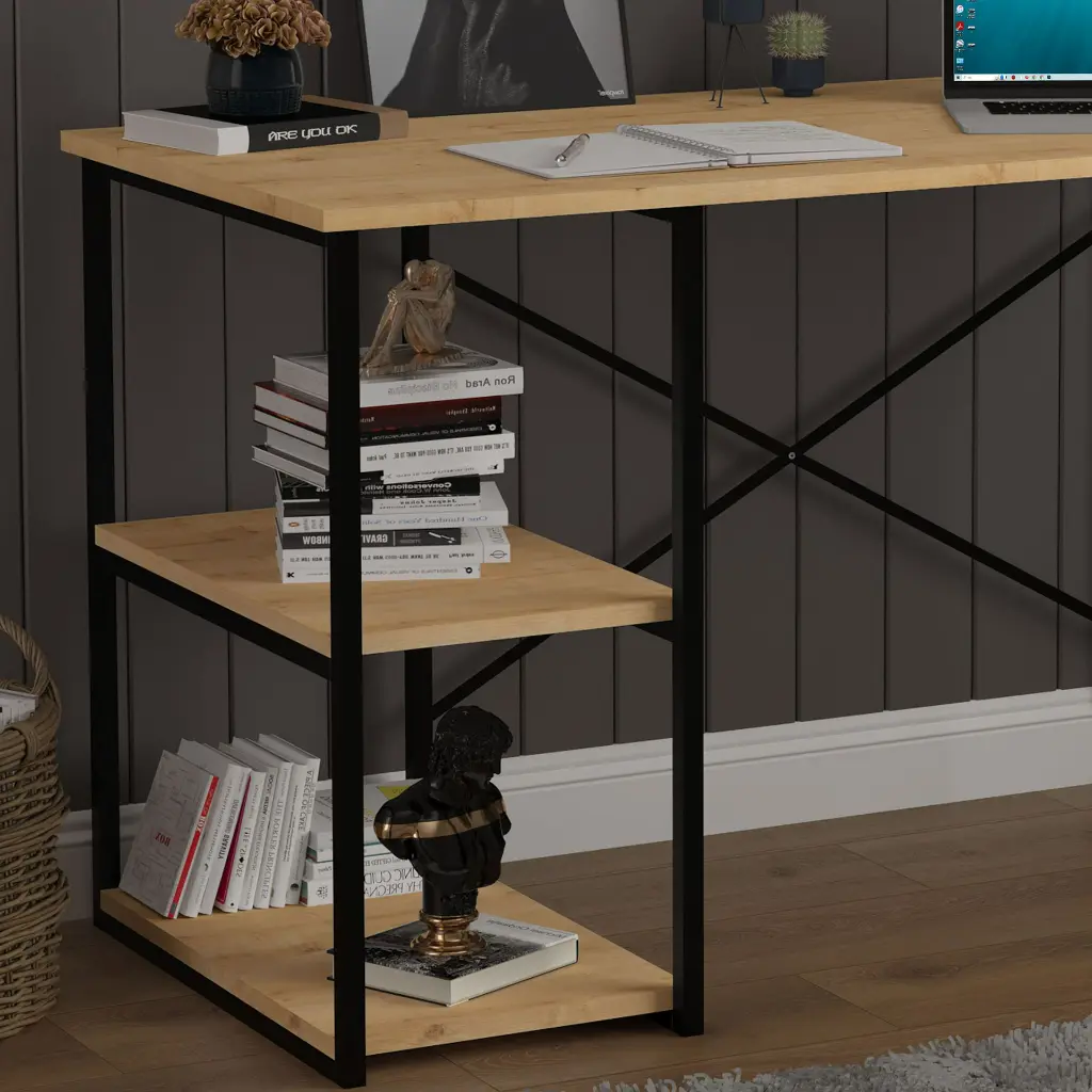 Çalışma Masası Metal Ayaklı Raflı 120x60 cm METALCM01