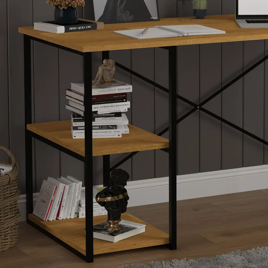 Çalışma Masası Metal Ayaklı Raflı 120x60 cm METALCM01