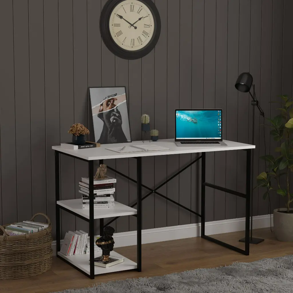 Çalışma Masası Metal Ayaklı Raflı 120x60 cm METALCM01