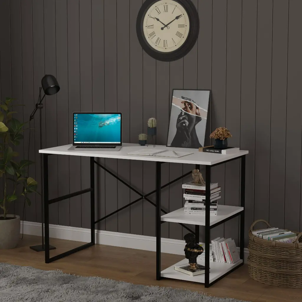 Çalışma Masası Metal Ayaklı Raflı 120x60 cm METALCM01