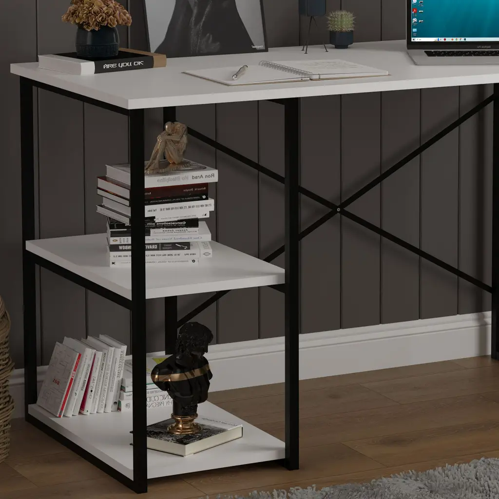 Çalışma Masası Metal Ayaklı Raflı 120x60 cm METALCM01
