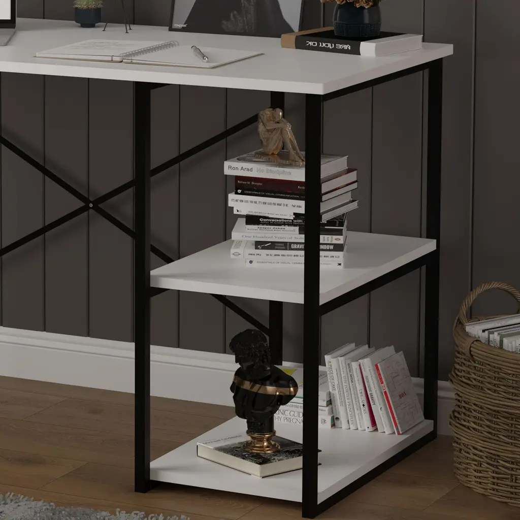 Çalışma Masası Metal Ayaklı Raflı 120x60 cm METALCM01