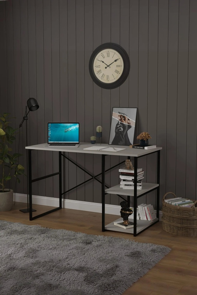 Çalışma Masası Metal Ayaklı Raflı 120x60 cm METALCM01