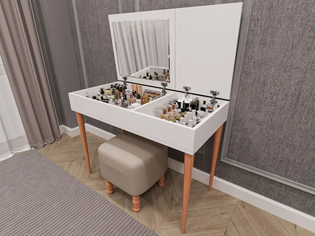 Aynalı Kapaklı Makyaj Masası %100 MDFLAM 100 cm MAM-01