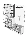 V-03 vestiyer ölçü şeması: sol raflar 23 cm, orta raflar 26 cm, üst raf 89 cm, askı alanı 137 cm yükseklikte.