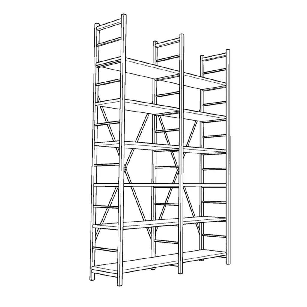 6 Raflı İki Modüllü Metal Kitaplık METALK02 - Görsel 4