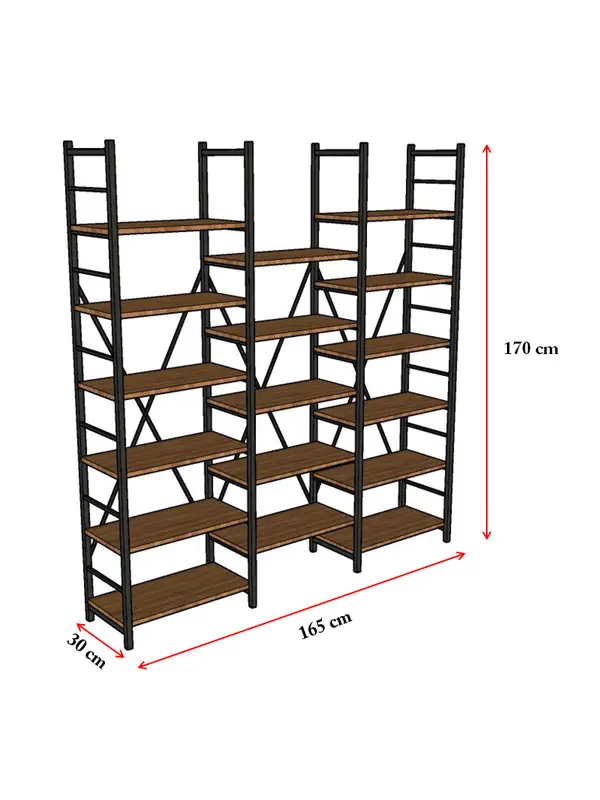 Üç Modüllü Metal Kitaplık METALK03 - Görsel 3