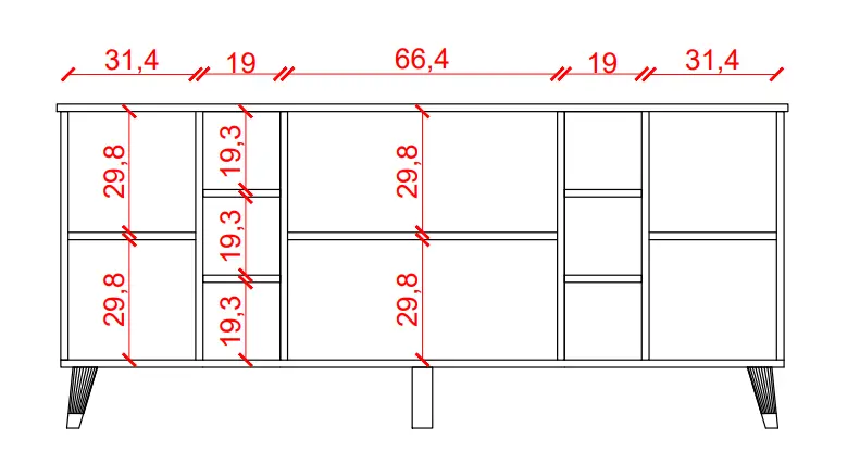 4 Kapaklı 2 Raf Bölmeli Konsol KNSL-05 - Görsel 3