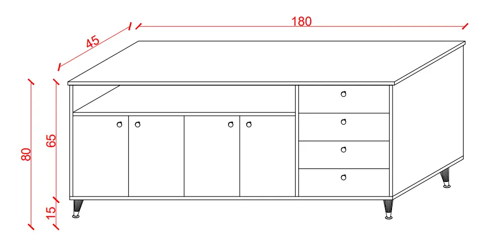 4 Kapaklı 4 Çekmeceli Konsol KNSL-06 - Görsel 2