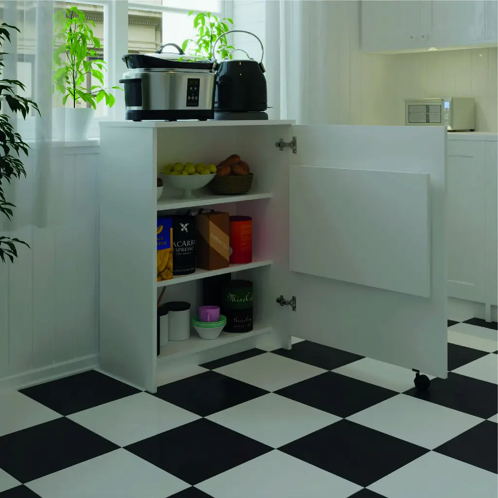 Kiler Dolabı Katlanır Masalı Tekerlekli 60x50 cm %100 MDFLAM MD-003