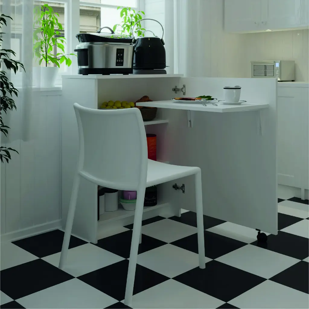 Kiler Dolabı Katlanır Masalı Tekerlekli 60x50 cm %100 MDFLAM MD-003