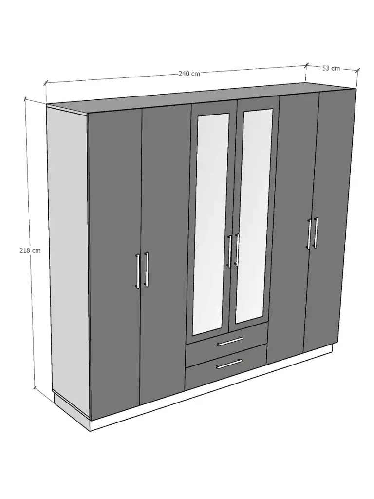 6 Kapaklı Gardırop 240cm G-05 - Görsel 2