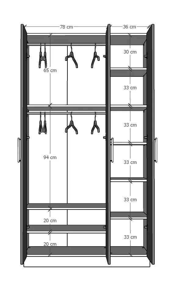 3 Kapaklı Gardırop 120 cm %100 MDFLAM G-01 - Görsel 2