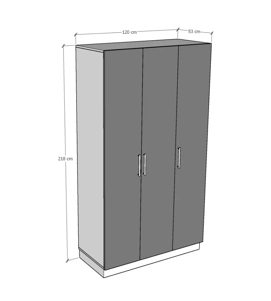 3 Kapaklı Gardırop 120 cm %100 MDFLAM G-01 - Görsel 3
