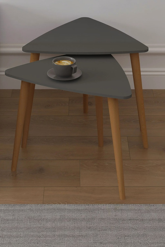 3’lü Ahşap Ayaklı Üçgen Zigon Sehpa Takımı %100 MDF SEHPA02