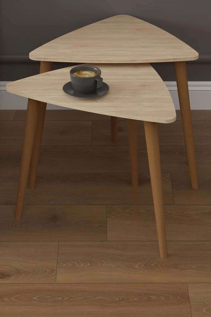 3’lü Ahşap Ayaklı Üçgen Zigon Sehpa Takımı %100 MDF SEHPA02