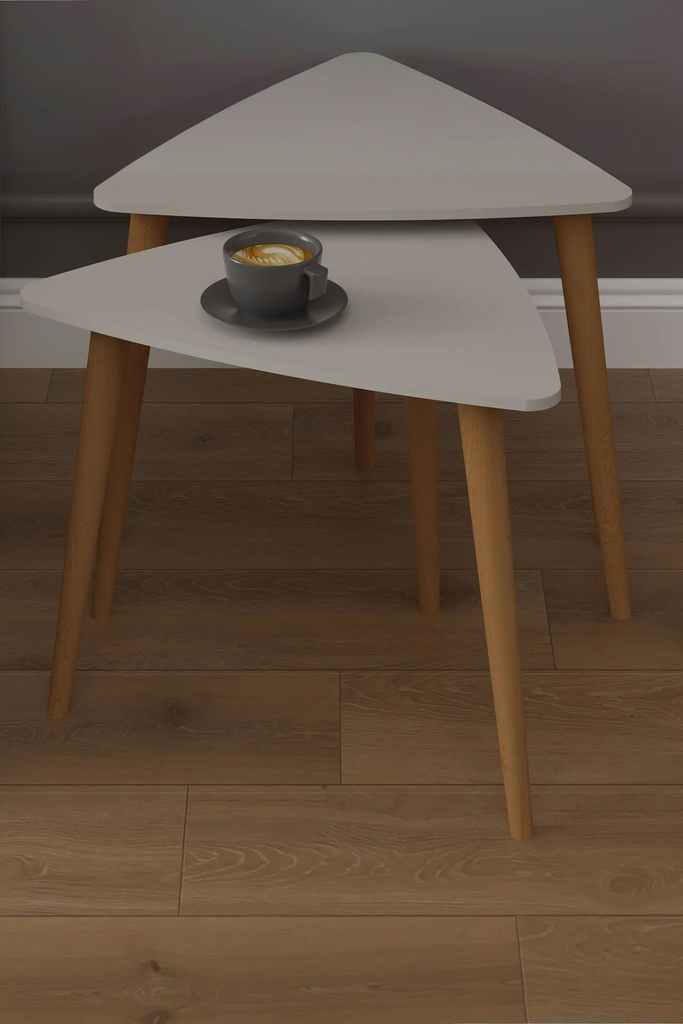 3’lü Ahşap Ayaklı Üçgen Zigon Sehpa Takımı %100 MDF SEHPA02