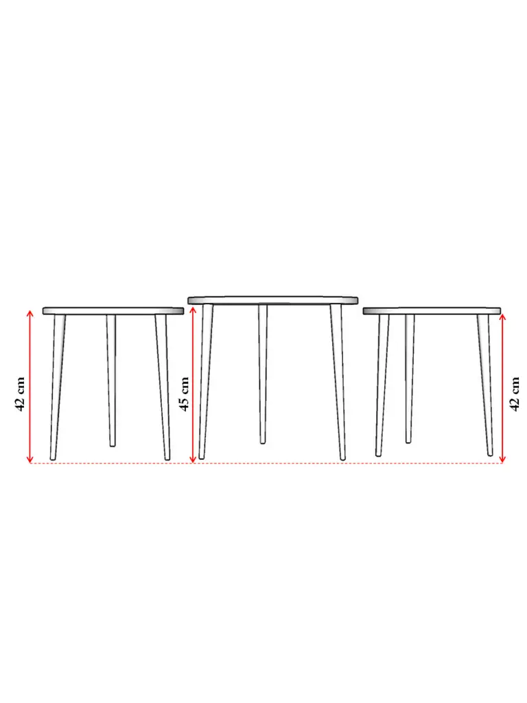3’lü Yuvarlak Ahşap Ayaklı Zigon Sehpa %100 MDFLAM SEHPA01 - Görsel 2
