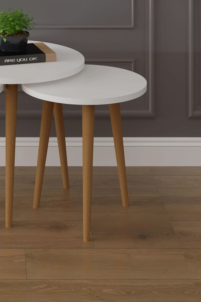 3’lü Ahşap Ayaklı Yuvarlak Zigon Sehpa Takımı %100 MDF SEHPA01