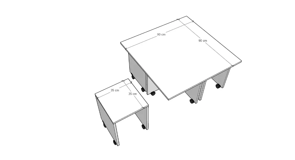 Orta Sehpa 4 Yavrulu Tekerlekli %100 MDFLAM - OS003 - Görsel 2