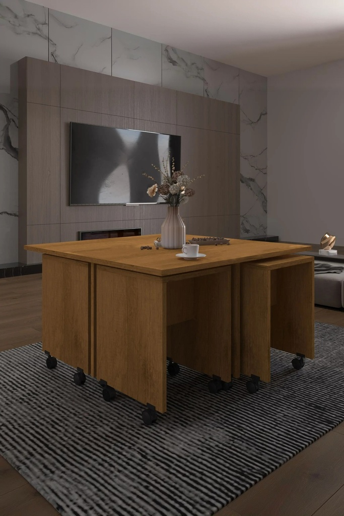 Orta Sehpa 4 Yavrulu Tekerlekli %100 MDF - OS03
