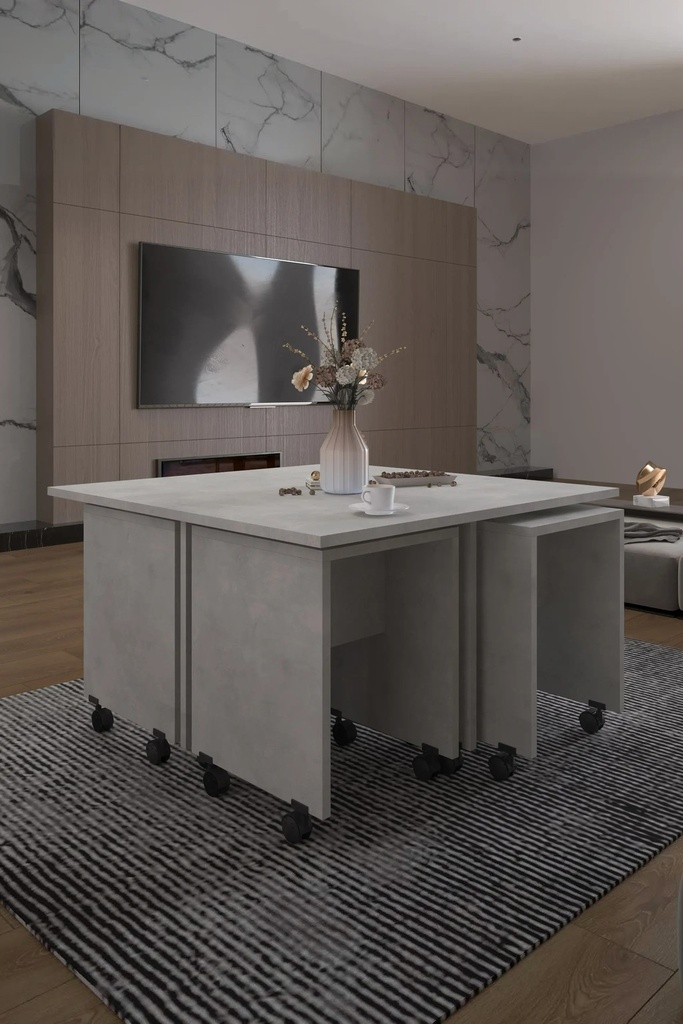 Orta Sehpa 4 Yavrulu Tekerlekli %100 MDF - OS03