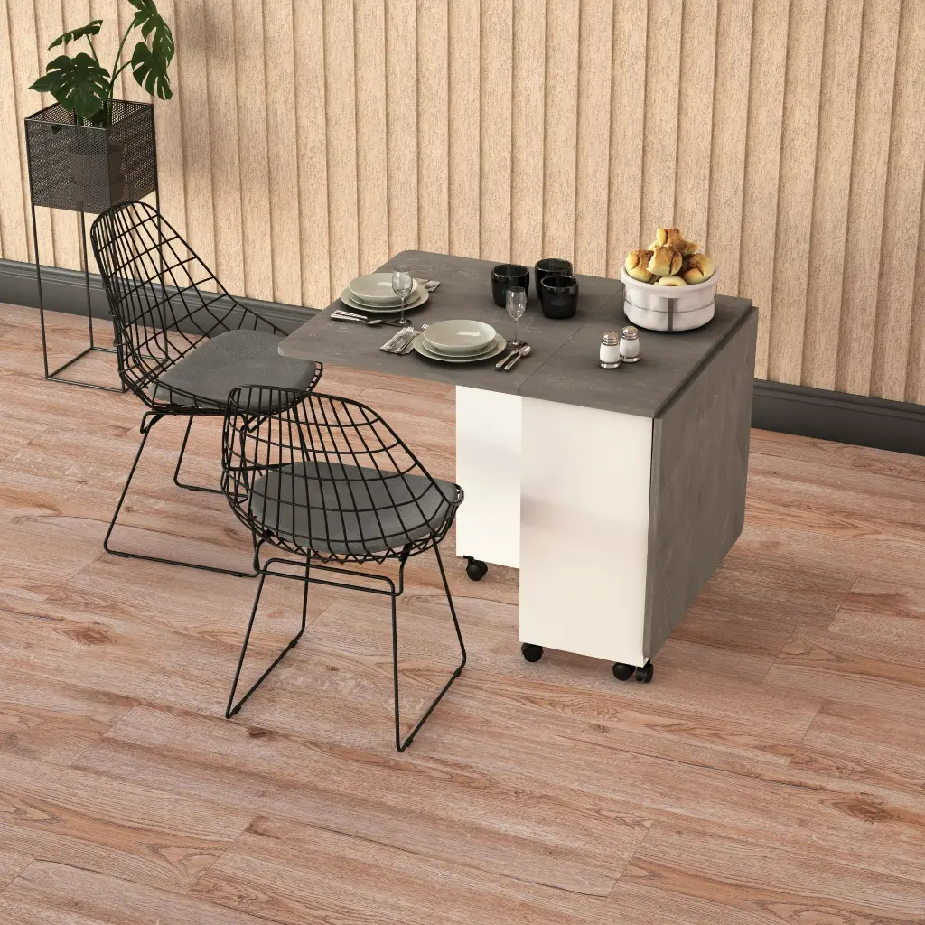 Katlanır Mutfak Masası Retro Gri KM-14  - Görsel 2