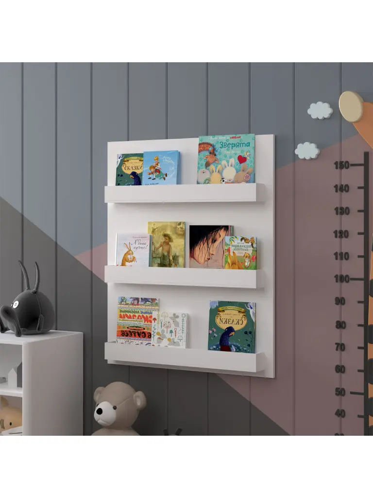 Çocuk Kitaplığı 75 cm Duvara Monte 3 Katlı Kitap Rafı - ÇR-02 