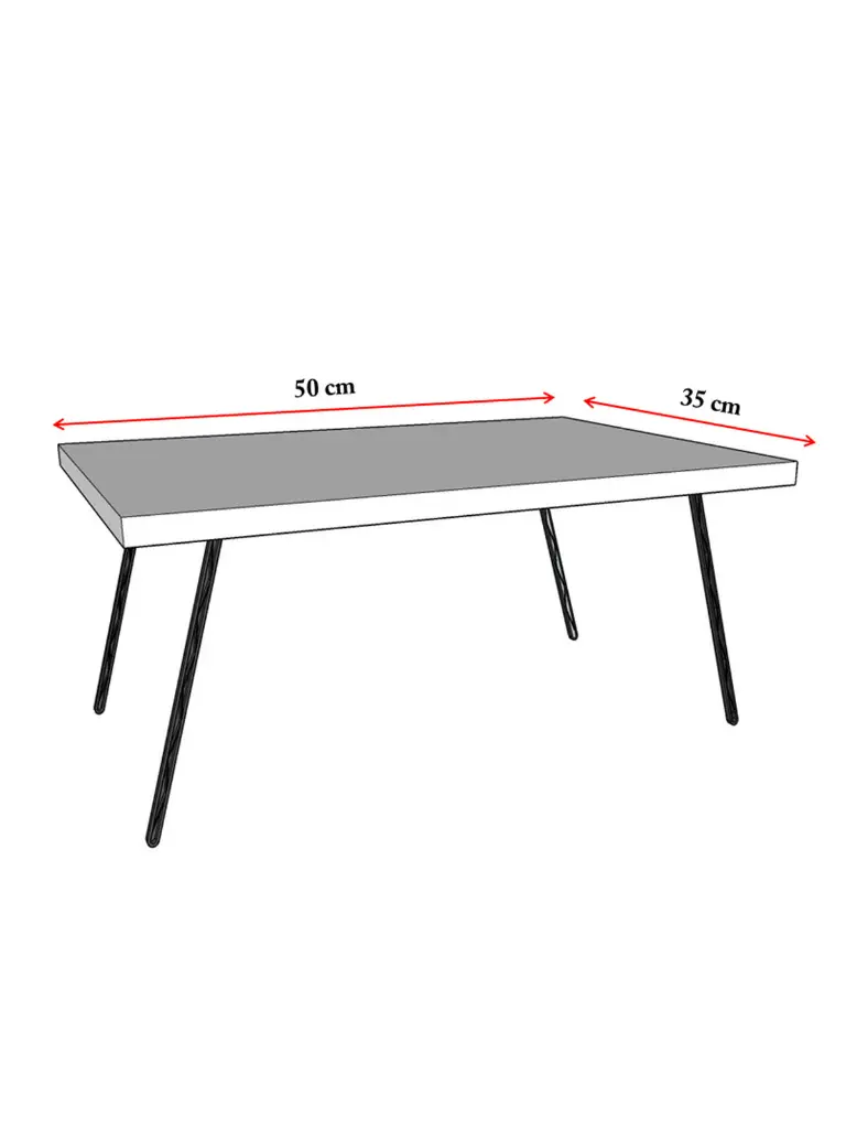 Katlanır laptop sehpası LAPTOPMASA01 detay görünüm, %100 MDFLAM tabla ve katlanır plastik ayak yapısı
