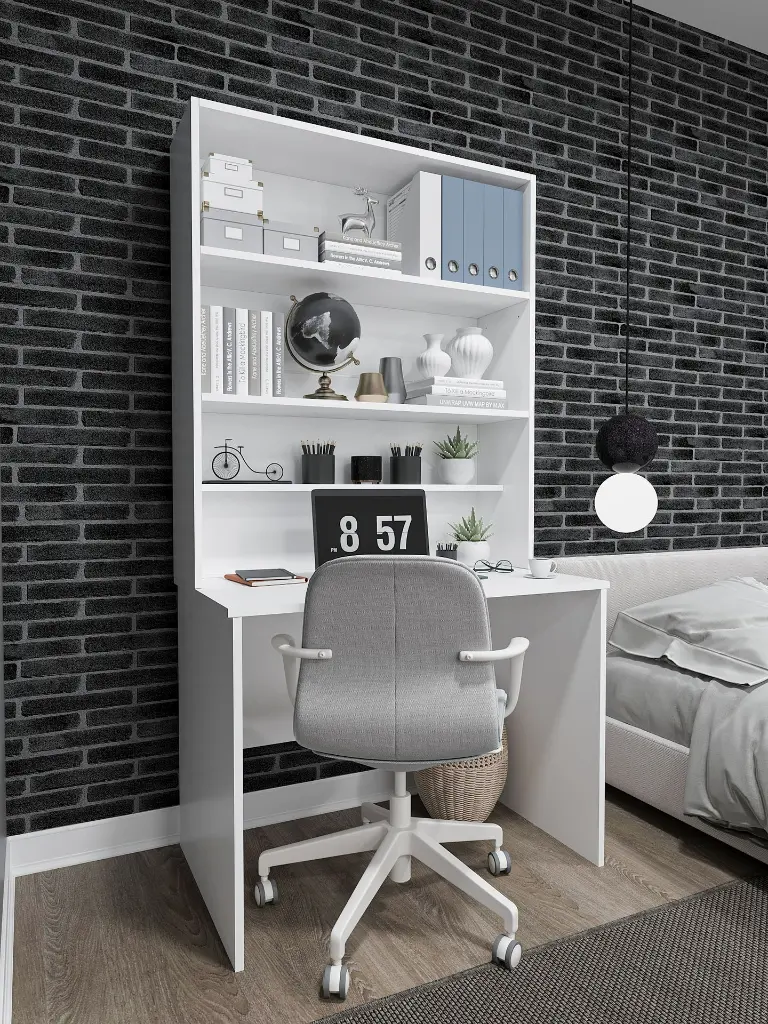 Kitaplıklı Çalışma Masası 100 cm, Raflı Ofis ve Ders Masası - ÇM-03 