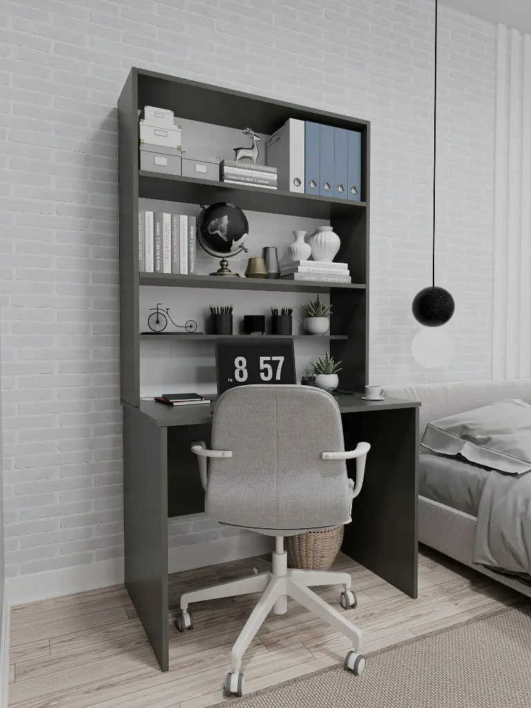 Kitaplıklı Çalışma Masası 100 cm, Raflı Ofis ve Ders Masası - ÇM-03 