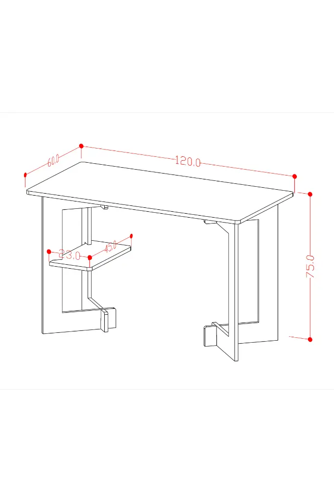 Raflı Çalışma Masası 120 cm, Yan Raflı MDFLAM Ofis Masası - ÇM-02 